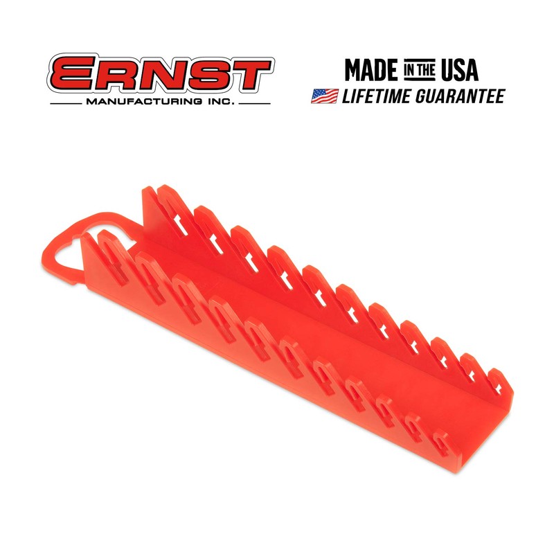 Ernst Manufacturing 5076-Red Gripper Stubby Wrench Organizer, 11 Tool, Red