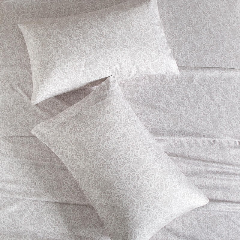 Boho Sheets King Size, Cream Paisley Patterned，Deep Pocket 4pc