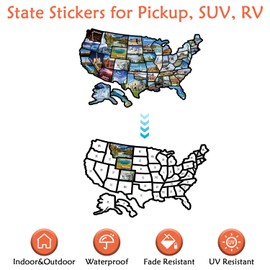 RV Map of States Visited: 2PCS RV State Sticker Travel Map, United States Map for Traveling RV Decals for Outside Travel Trailer | RV Accessories RV Decals Camper Decals State Stickers for Pickup, SUV