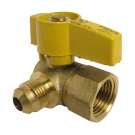 LASCO 10-1615 Angle Gas Ball Valve with 3/8-Inch Flare and 1/2-Inch Female Pipe Inlet, Brass
