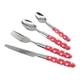TB 300040024 Pois Classic Cutlery Set in Plastic Container 24-Piece Red