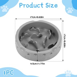 TranRantic Slow Food Feeder Hund, Silikon Antischlingnapf Hunde mit Rutschfestem Saugnapfboden und Spirallabyrinth-Design, Sicherer Silikonnapf für Haustierkatzen und -Hunde, gesunde Verdauung(Grau)