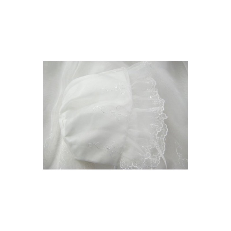 Petite Floral Embroidered Shrine Visiting Cape with Hat 507121, white