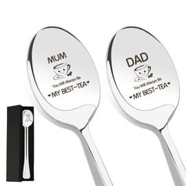 Mum and Dad Gifts for Mum and Dad Valentines Day Birthday Mothers Day Gifts for Mother Mummy Mums Fathers Day for Daddy Dads Coffee Tea Lovers Spoon Presents for Mum Dad Gifts from Daughter Son