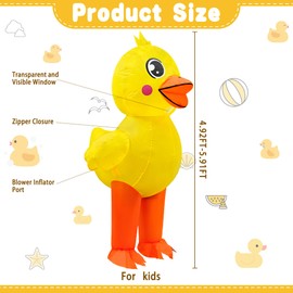 Goenb Inflatable Duck Costume for Kids, 3D Duckling Blow up Costumes Funny Animal Outfit for Party Cosplay