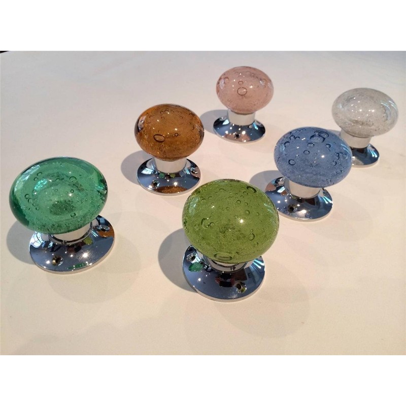 Beautiful Pair of Large Blue Contemporary/Retro Round Smooth Bubble Glass
