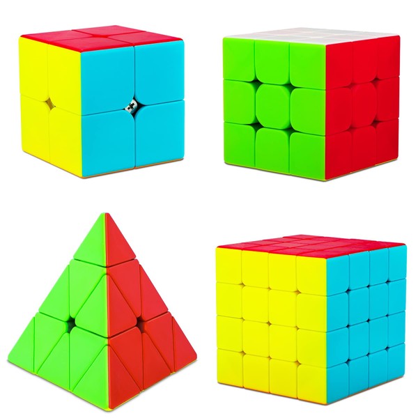 Coolzon Speed Cube Set, 4 Pack Stickerless Magic Cube Set