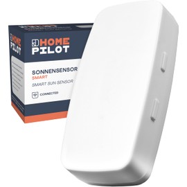HOMEPILOT Sonnensensor smart, Funksensor zur automatischen Rollladensteuerung nach Helligkeit z.B. bei Sonnenschein, Dämmerung (Smart Home App u. Erschütterungsmelder via Gateway premium möglich)