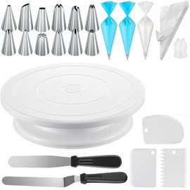 U Chef Kit de 71 Herramientas de Decoración de Pasteles con Base Giratoria para Pasteles, 12 Boquillas, 2 Espátulas, 3 Alisadores de glaseado, 50+2 Mangas Pasteleras y 1 Acoplador para hornear.
