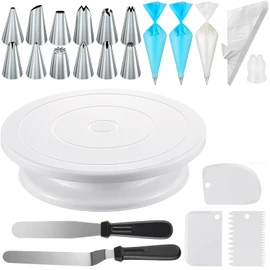 U Chef Kit de 71 Herramientas de Decoración de Pasteles con Base Giratoria para Pasteles, 12 Boquillas, 2 Espátulas, 3 Alisadores de glaseado, 50+2 Mangas Pasteleras y 1 Acoplador para hornear.