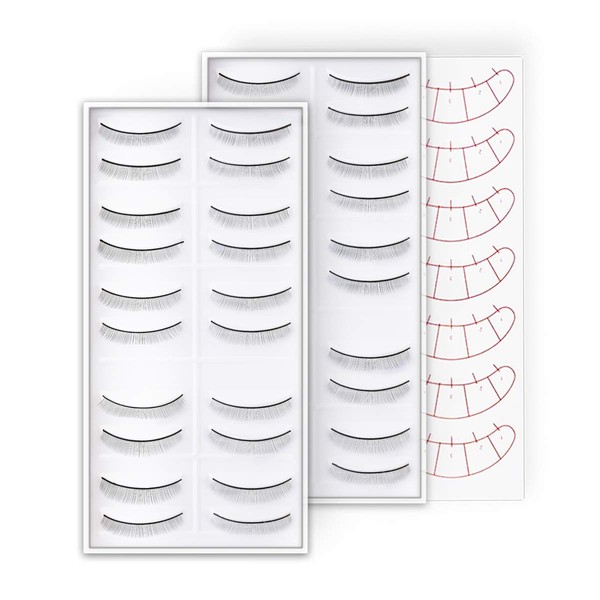 SRCKFIZ 20 Pairs Practice Lashes for Eyelash Extensions Training Lashes Strip for Beginner Practice Eyelash Strips Self Adhesive Lashes Extensions Supplies for Mannequin Head