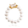 PEPELUALI Freshwater Pearl Rings with White Zircon Stones - Fashion