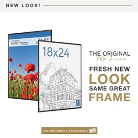 MCS Original Poster Frame 18x24 Black Lightweight Vertical & Horizontal Wall Hanging Large Picture Frame for Posters, Art Prints & Gallery Wall (2-Pack)
