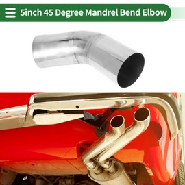 Motoforti 5" OD 45 Degree Mandrel Exhaust Tube Car Exhaust Pipe Mandrel Bend Tubing Pipe 7.5" Leg Length T304 Stainless Steel Silver Tone 2 Pcs