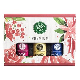 Woolzies Essential Oils Set - 100% Pure, Therapeutic Grade for Aromatherapy Diffuser - Premium Set (Rose, Vanilla, Sandalwood)