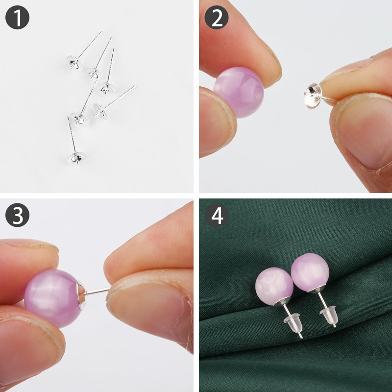 2 Set S925 Sterling Silver Earring Posts - Hypoallergenic Earring