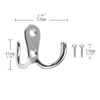 Yesmin 2 Pcs Double Prong Robe Hooks, Dual Coat Hooks