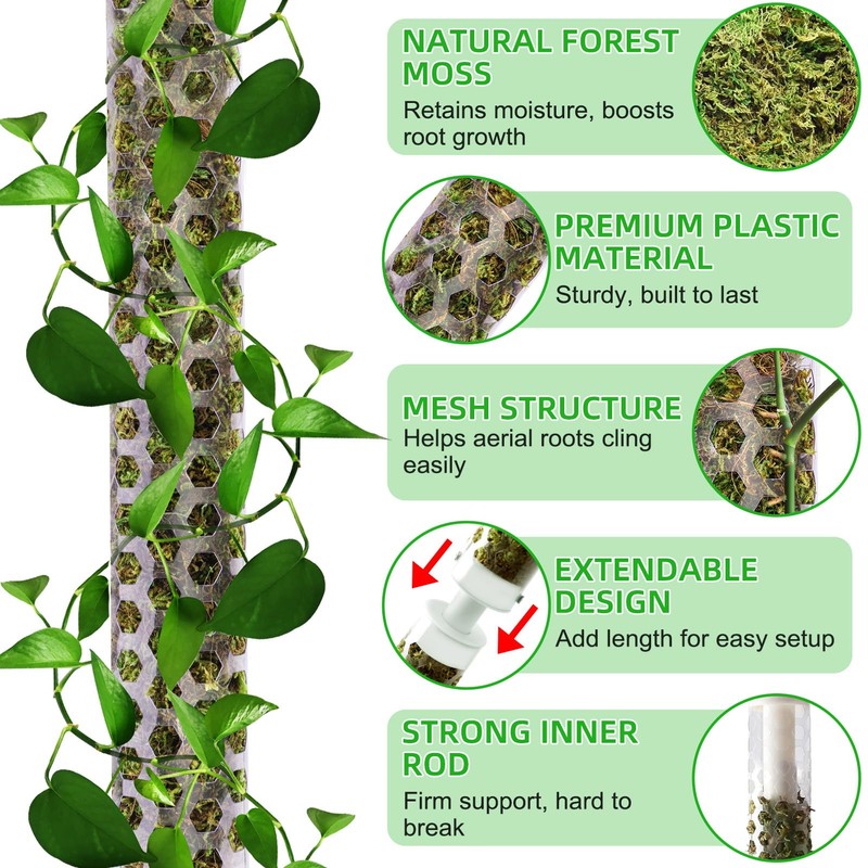 Fabulas 55 Inch Moss Pole Monstera Plant Support, 4 Pack