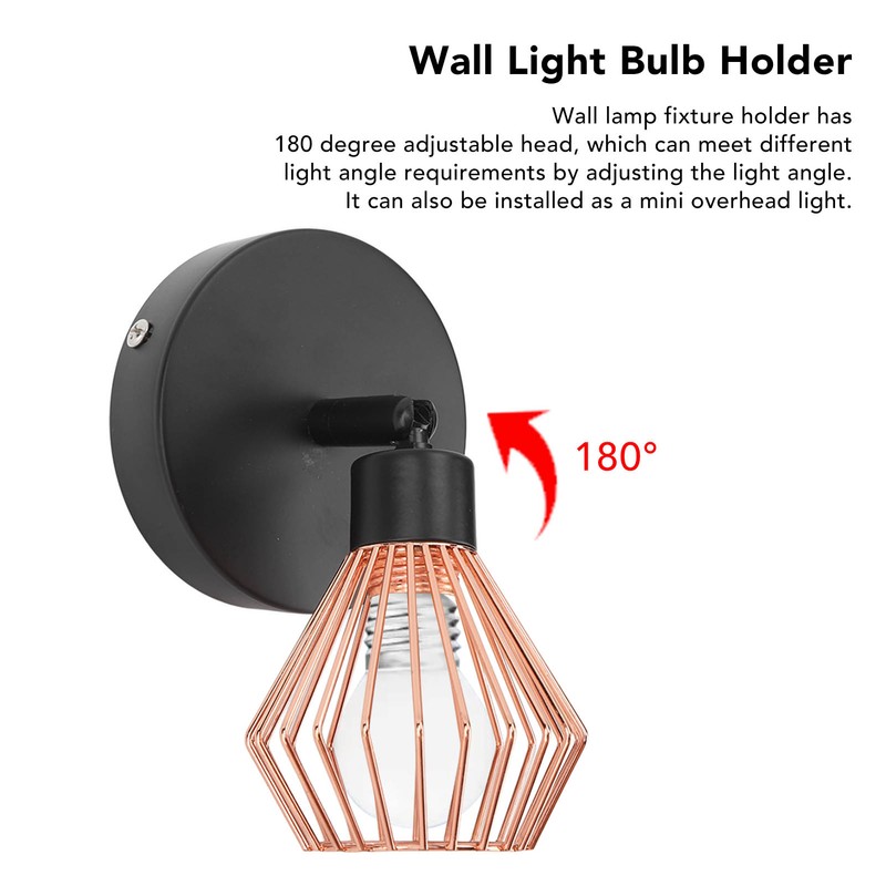 Wall Mounted Lamp Holder 180 Degrees Adjustable Metal Wall Lamp