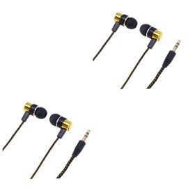 Angoily 2pcs -Ear Earphone with Plug Heavy Bass Wired Earbuds for Gym and Running Noise Cancelling Design Ergonomic Fit Compatible with All Devices Golden