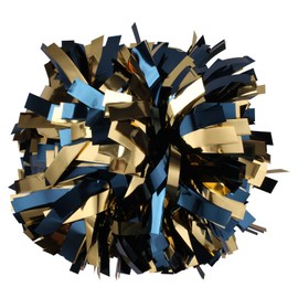 ICObuty Metallic Cheerleader Cheerleading Pom Poms 6 inch 1 Pair (Navy Blue/Gold)