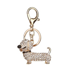 Crystal Dog Keyring Decorative Pendant Keychain for Handbag and Car Trinket Souvenir (White)