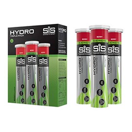 Science In Sport Hydro Hydration Tablets, Gluten-Free, Zero Sugar, Berry Flavour Plus Electrolytes, 20 Effervescent Tablets per Bottle (3 Bottles)