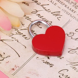 Heart Lock, 2 Sets Metal Heart Lock, Colourful Exquisite Padlock, Household Craft Supplies with Keys, Small Heart Shaped Metal Padlock, Mini Lock with Key (Red)