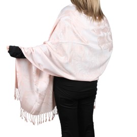 TZ Promise Women's Pashmina Shawls and Wraps Reversible Floral Flower Rave Scarf (Baby Pink)