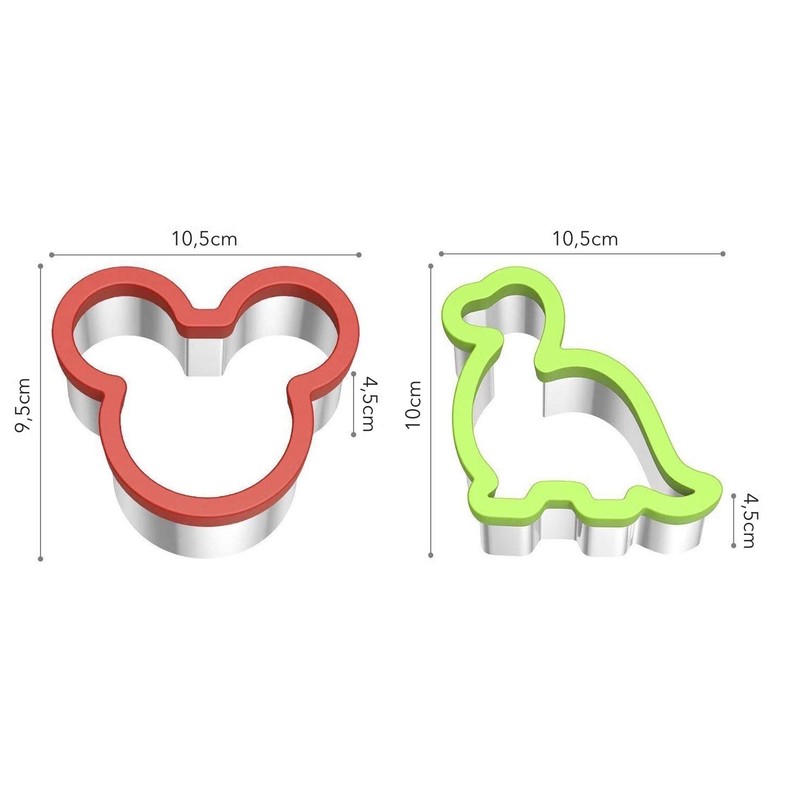 AVANA Stainless Steel Cookie Cutters Sandwich Cutter Cookie Mouse Dinosaur