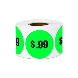 $.99 Labels - 99 Cent Stickers for Sales, Garage Sales, Dollar Stores, Retail, Groceries - 300 Count Green Circle Label - 1.5 Inch Stickers
