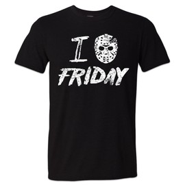 Nature V Society, I Love Friday Tshirt Jason Slasher Movie Meme Friday 13 Mask - (Black, XL)