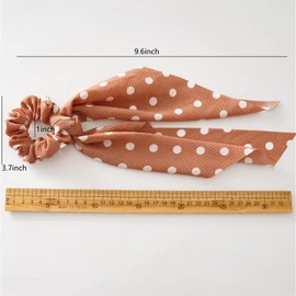 6 Pieces Chiffon Floral Scrunchie Ribbon Bow Scrunchies Ponytail Polka Dot Hair Scarves 2 in 1 Hair Ties Use for Women Girls