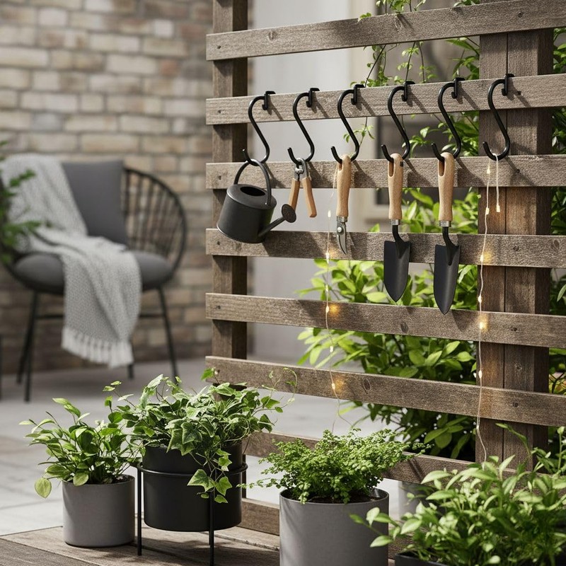 30 Pack Black S Hooks for Hanging Plants, Metal Hooks
