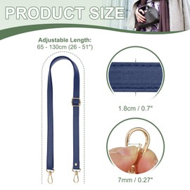 YELARXI Leather Purse Strap Replacement PU Crossbody Adjustable Long Strap with Gold Swivel Clasps, 26-51 Inch Fit for Handbag Shoulder Shoulder Bag (Dark Blue)