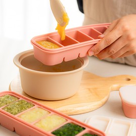 AGUARD MOMOBIN Silicone Food Freezer Tray, Made in Korea, Meal Prep, Freeze Food Storage Cubes Trays with Lids for Purees, Soups, Solid Food Fruit Vegitable Brastmilk, Easy and Safe Design
