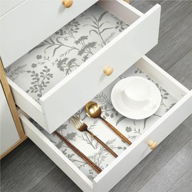 Heroad Brand Leaf Peel and Stick Wallpaper Boho Floral Contact Paper for Cabinets Waterproof Removable Wallpaper Thicken Gray Wallpaper Self Adhesive Decorative Contact Paper for Wall 16.1''x78.7''