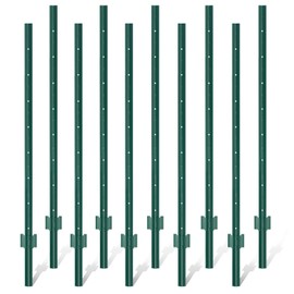 XYADX XYADA Fence Posts Sturdy Duty Metal Fence Post,U Post for Fencing in Garden Yard and Outdoor Wire-Pack of 10 (3 Feet), Green