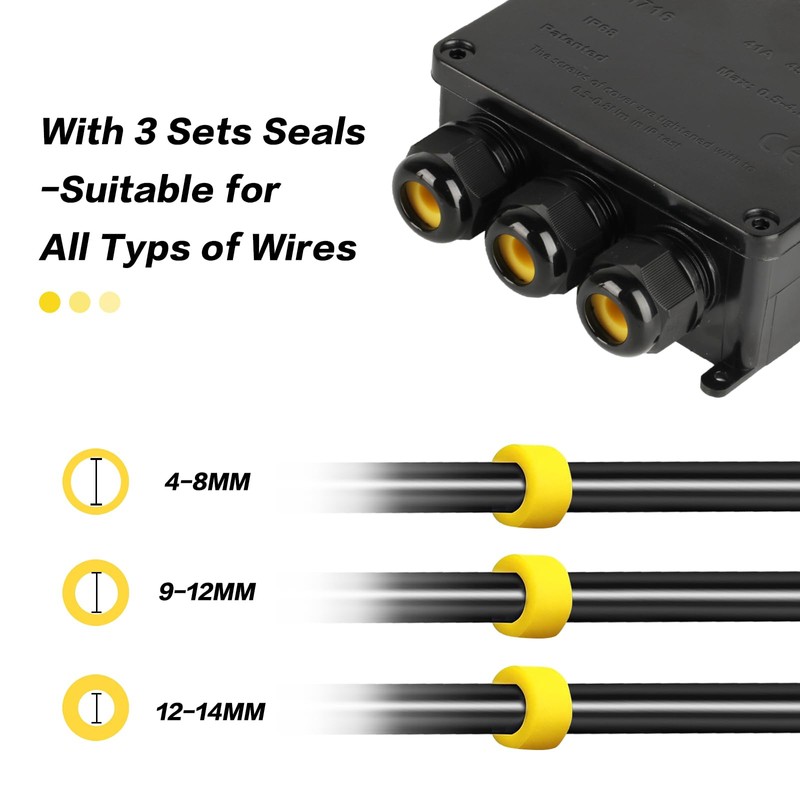 Junction Box Waterproof IP68, Outdoor Junction Box, Waterproof, 4-Way Junction