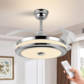 efperfect 36" Modern Fandelier Indoor Ceiling Fan with LED Light, Remote Retractable 3 Speeds 3 Colors Silent Ceiling Fans Lighting Fixture for Bedroom, Living Room, Dining Room, Kitchen