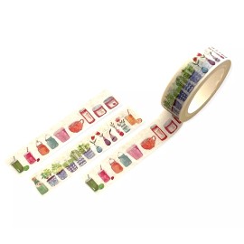 exceptionalbeauty 10 Meters Washi Craft Decorative Tape Flowers Plants Drinks Adhesive 15mm Wide