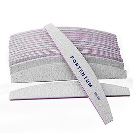 PORTENTUM Nail File 100/180 Pack of 16, Nail Files for Gel Nails, Double-Sided, Double-Sided, Disposable Nail File 100/180, Nail Files for Gel Nails, Nail Files Disposable, Core in Purple, Trapezoid Grain