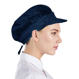 Nanxson CF9061 Unisex Chef's Hat Work Hat Mesh Dust Hat Hair Net Pack of 3, navy