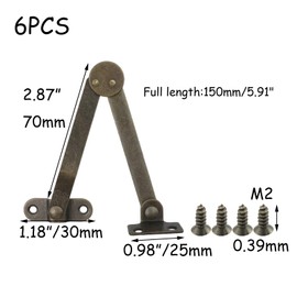 HEVSTIL 6 Pcs Self-Balancing Lid Support Hinges Heavy Duty Brass Plated Lid Stay Dark Bronze Tone Hinge with Screws for Sofa, Box, Cabinet, Open Length 5.91-in (15 cm)