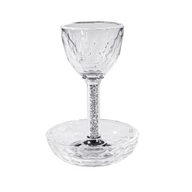 GIFTS PLAZA (D) Judaica Crystal Glass with Stones, Kiddush Cup for Passover (Silver)