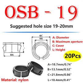 Qrity 20 PCS Grommets, Cable Snap Bushing Grommets, 19mm Cable Snap Hole Plugs, Nylon Wiring Grommets for Protecting Wires, Cables and Plugs