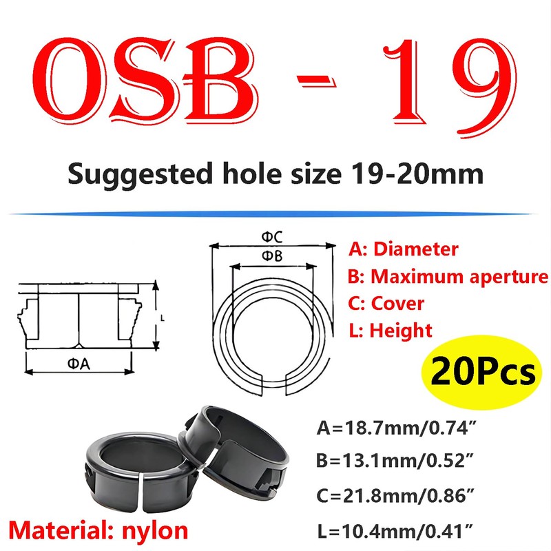 Qrity 20 PCS Grommets, Cable Snap Bushing Grommets, 19mm Cable
