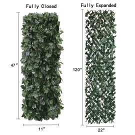 BYBAG Expandable Faux Ivy Fence Privacy Screen for Patio Outdoor Balcony Bedroom Decor,Artificial Dark Green Maple Leaves Wall Decoration Fencing Panel(Single Sided Leaves)