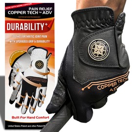 Copper Tech Adv 2.0 Golf Gloves Men Right Handed Golfer & Left Handed Golfer | Joint Support Copper Compression Mens Golf Glove | Tear Resistant Durability and Tacky Grip for Max Control