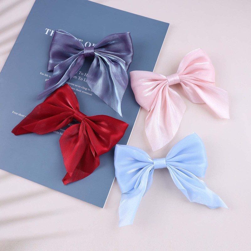 Cimenexe Bohemian Pink Bow Hair Clips Bow Tie Hair Barrettes